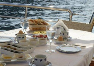 Dinner on board in Greece