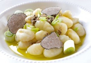 A plate of gnocchi with truffles in Italy