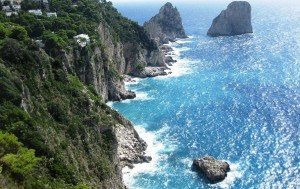 A view of the shore of Capri on your culinary tour of Italy