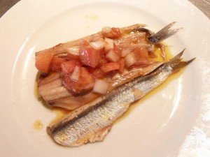 Fish dish during cooking class in Spain