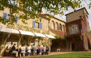 Dining outdoors in Tuscany