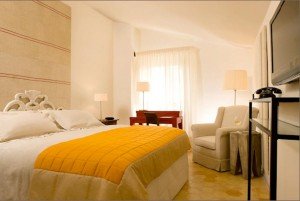 Hotel bedroom at Palazzo Seneca