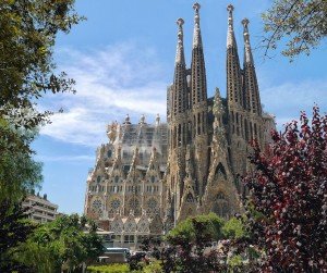 View of Gaudi's masterpiece, La Sagrada Familia, in Barcelona