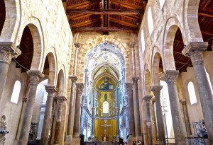 The cathedral in Cefalu, Sicily, visited on an Italian culinary vacation