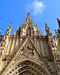 A view of the Barcelona gothic Cathedral.